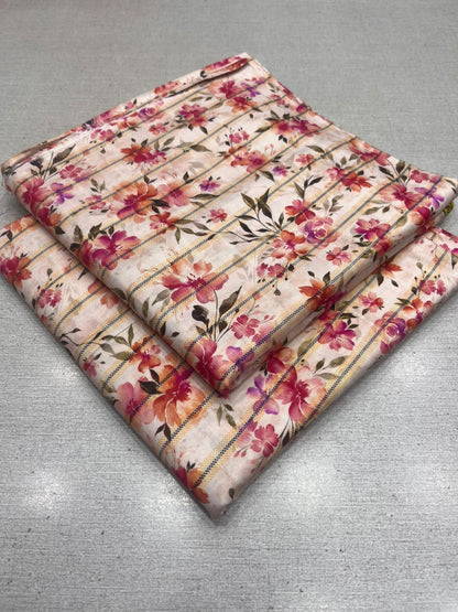 2Pc Zari Linen Same Printed Unstitched Suit 296