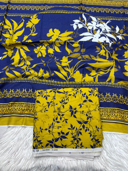 3Pc Karandi Allover Unstitched Suit - 0087