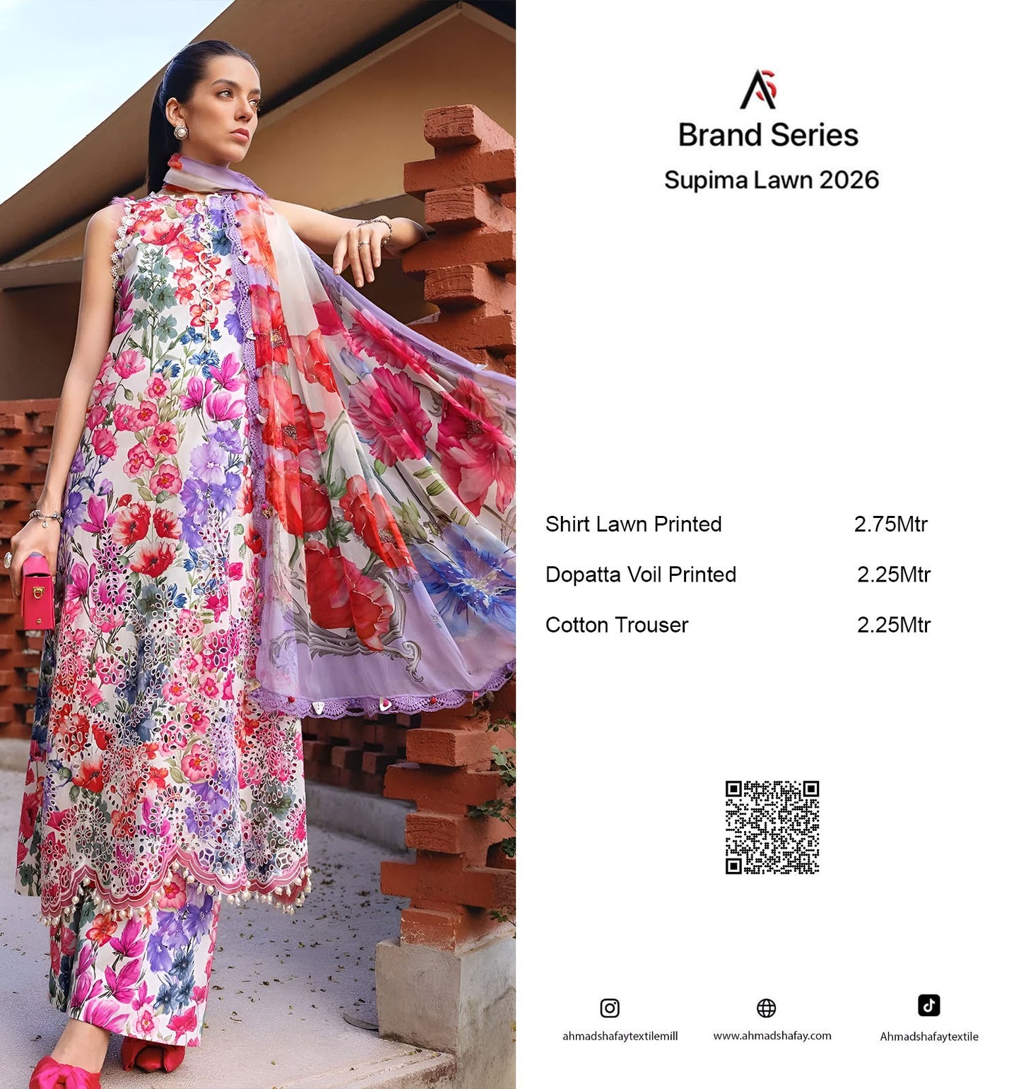2Pc Supima Lawn Kameez & Trouser Printed Suit  Vol-02