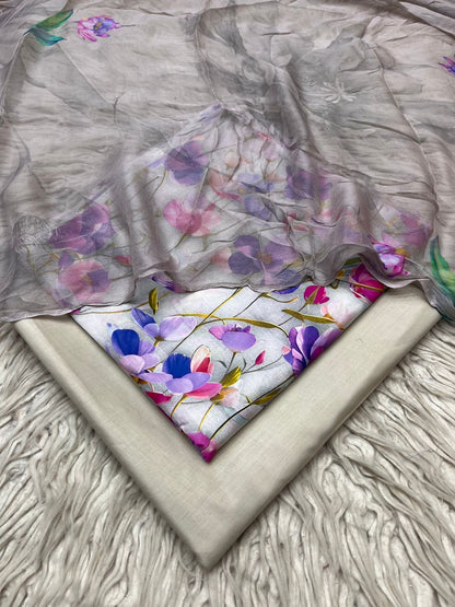 90x88 Lawn 3Pc Printed Suit Vol-0020