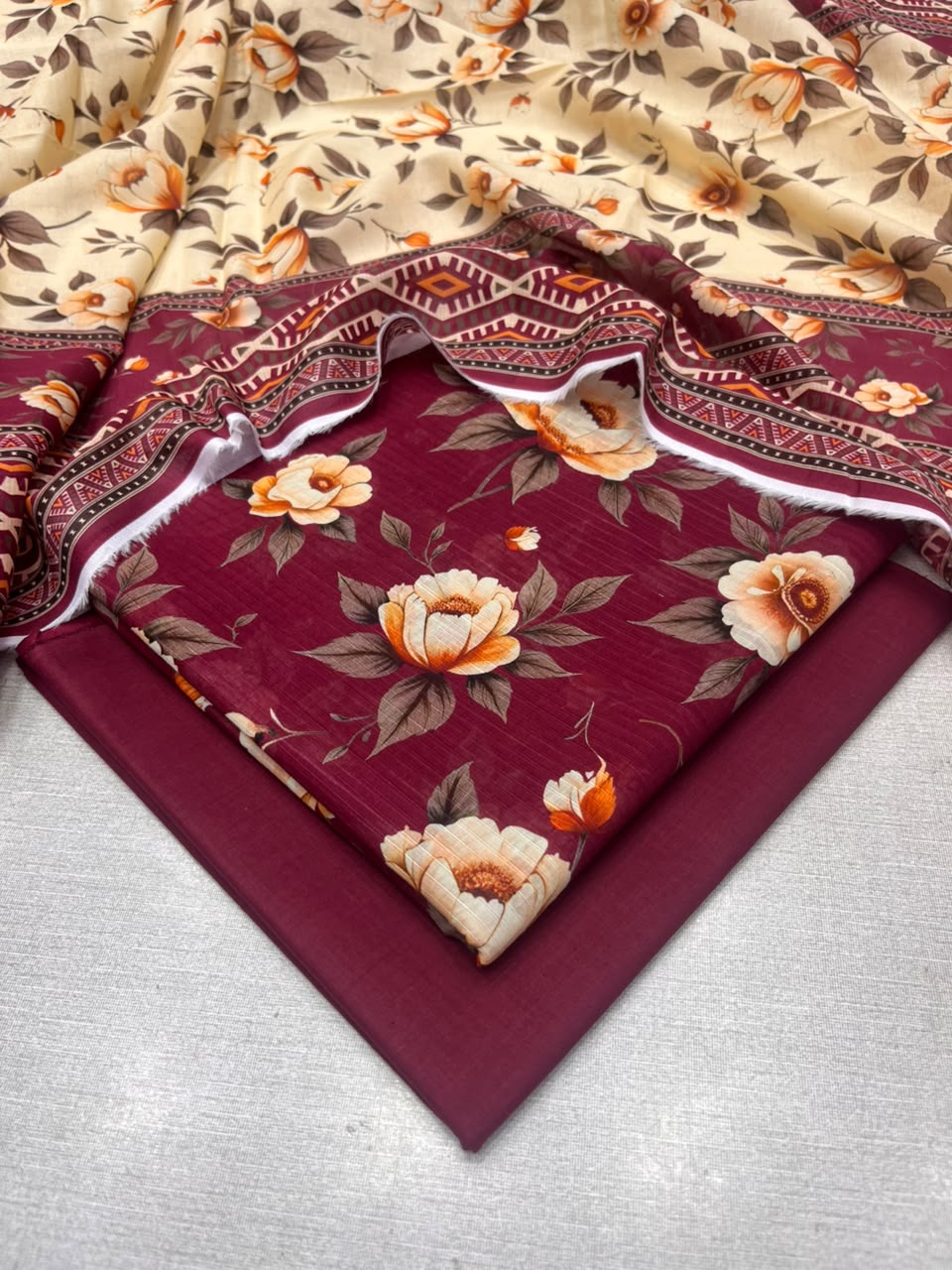 3Pc Bana Dora Lawn Unstitched Suit 14