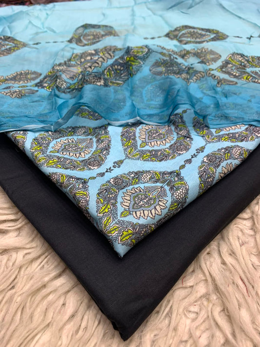 90x88 3Pc Premium Lawn Suit Vol-0020