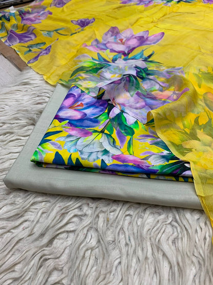 90x88 3Pc Premium Lawn Suit Vol-0020