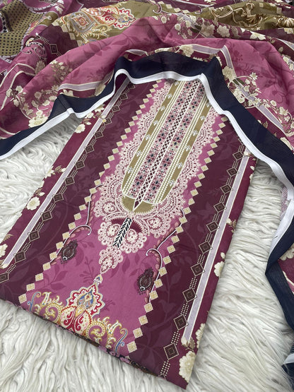 2Pc Bin Noor Fab Lawn Kameez & Dupatta Vol-65