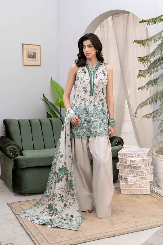 Firdous - Embroidered - Printed - Lawn - 3pc - D778