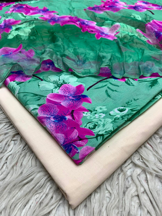 90x88 3Pc Premium Lawn Suit Vol-0020
