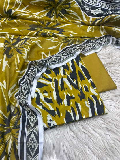 3Pc Lawn Digital Printed Unstitched Suit 15