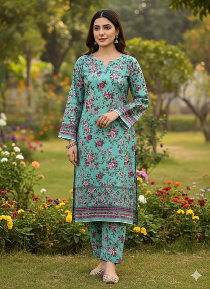2 PC Cotton Allover Unstitched Suit Vol-1939