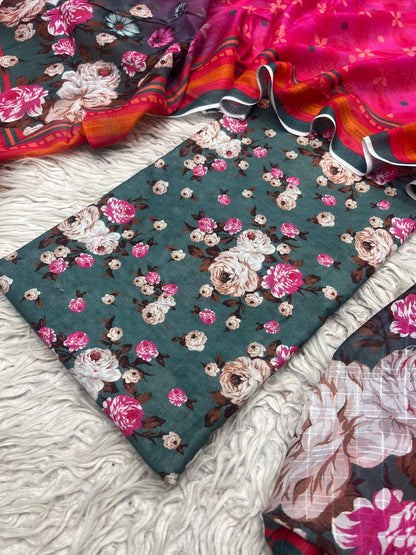 3Pc Chamki Lawn By Jazmin Unstich Suit 3221