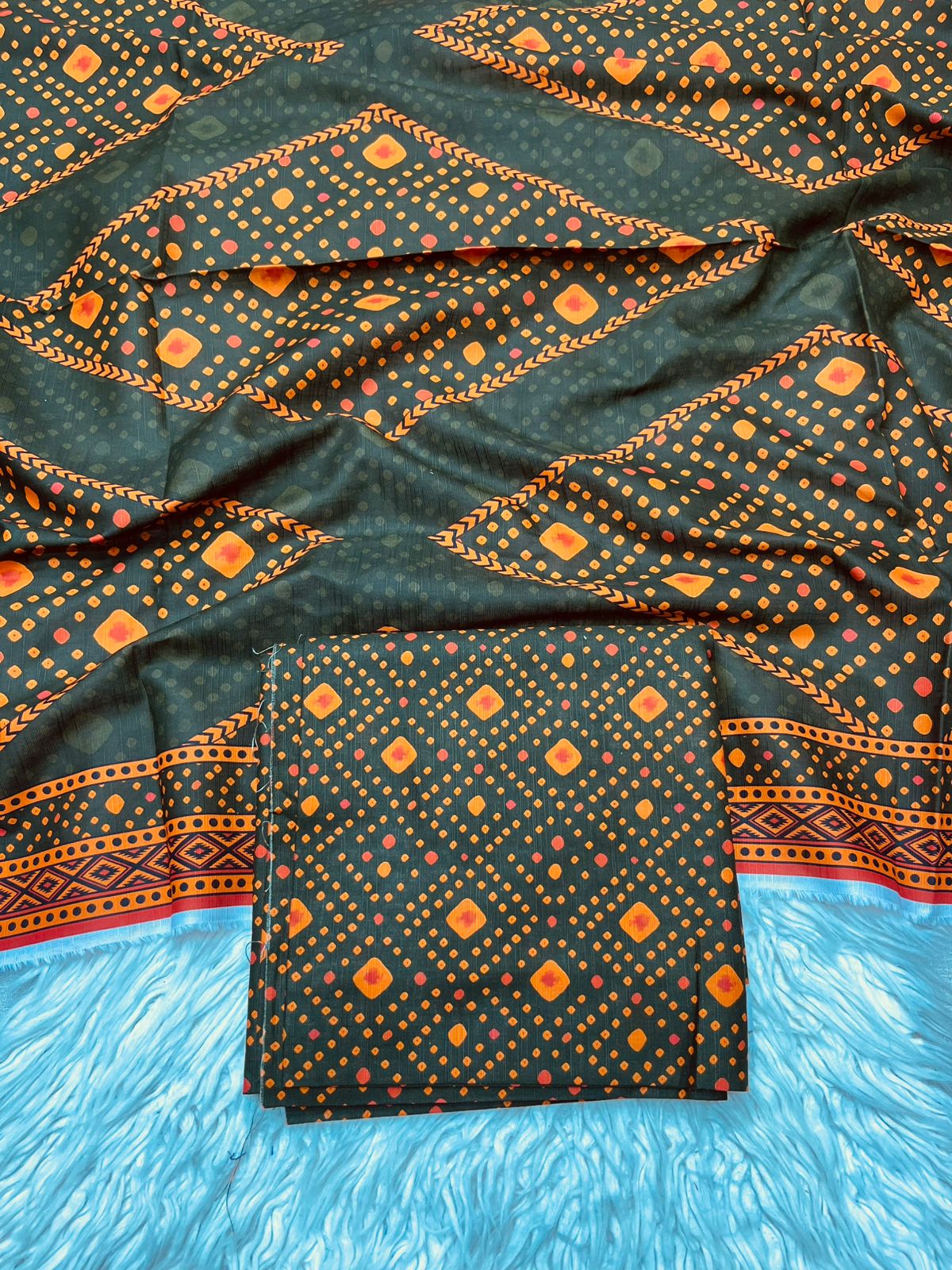 3PC Slub Khaddar Unstitched Suit - 0091