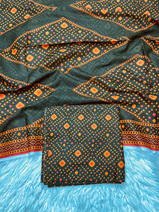 3PC Slub Khaddar Unstitched Suit - 0091