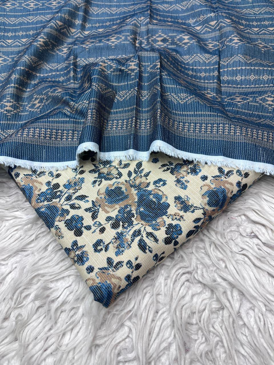 3Pc Chamki Khaddar Allover Unstitched Suit Vol-0136