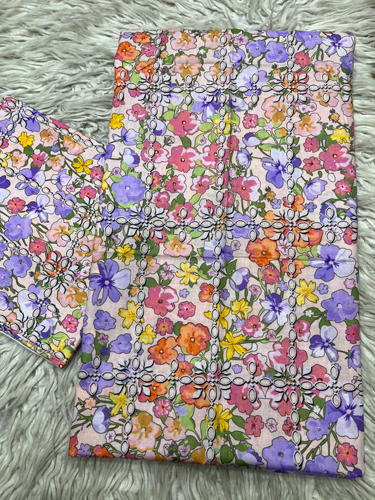 2Pc Supima Lawn Kameez & Trouser Printed Suit  Vol-02