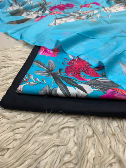 90x88 3Pc Premium Lawn Suit Vol-0020