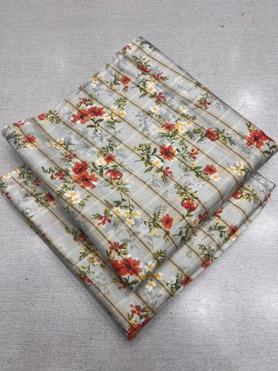 2Pc Zari Linen Same Printed Unstitched Suit 296