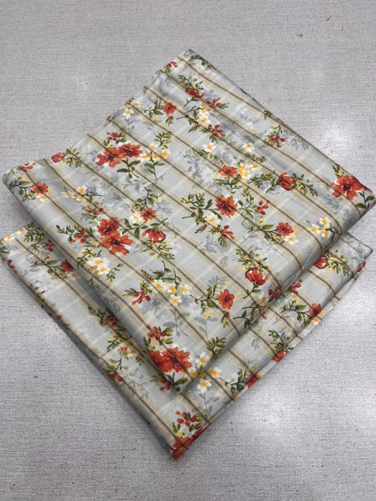 2Pc Zari Linen Same Printed Unstitched Suit 296
