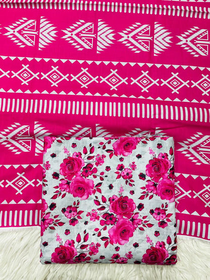 3Pc Slub Khaddar Allover Suit - 0092