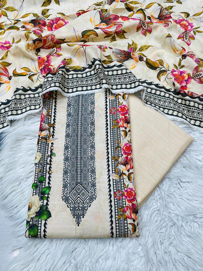3Pc Chamki Khaddar Unstitched Suit Vol-0116
