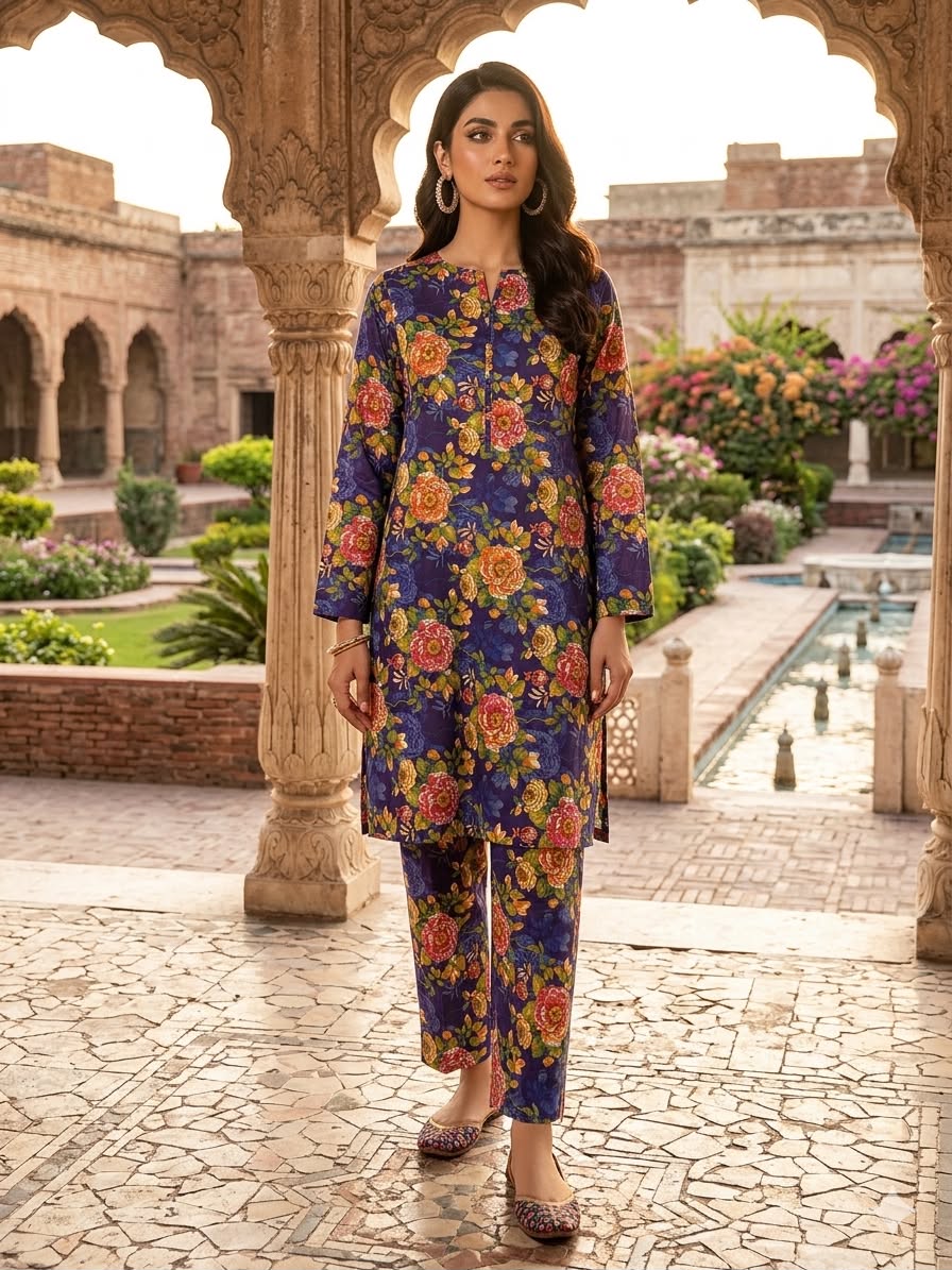 2Pc Lawn Bana Dora Unstitched Suit 495
