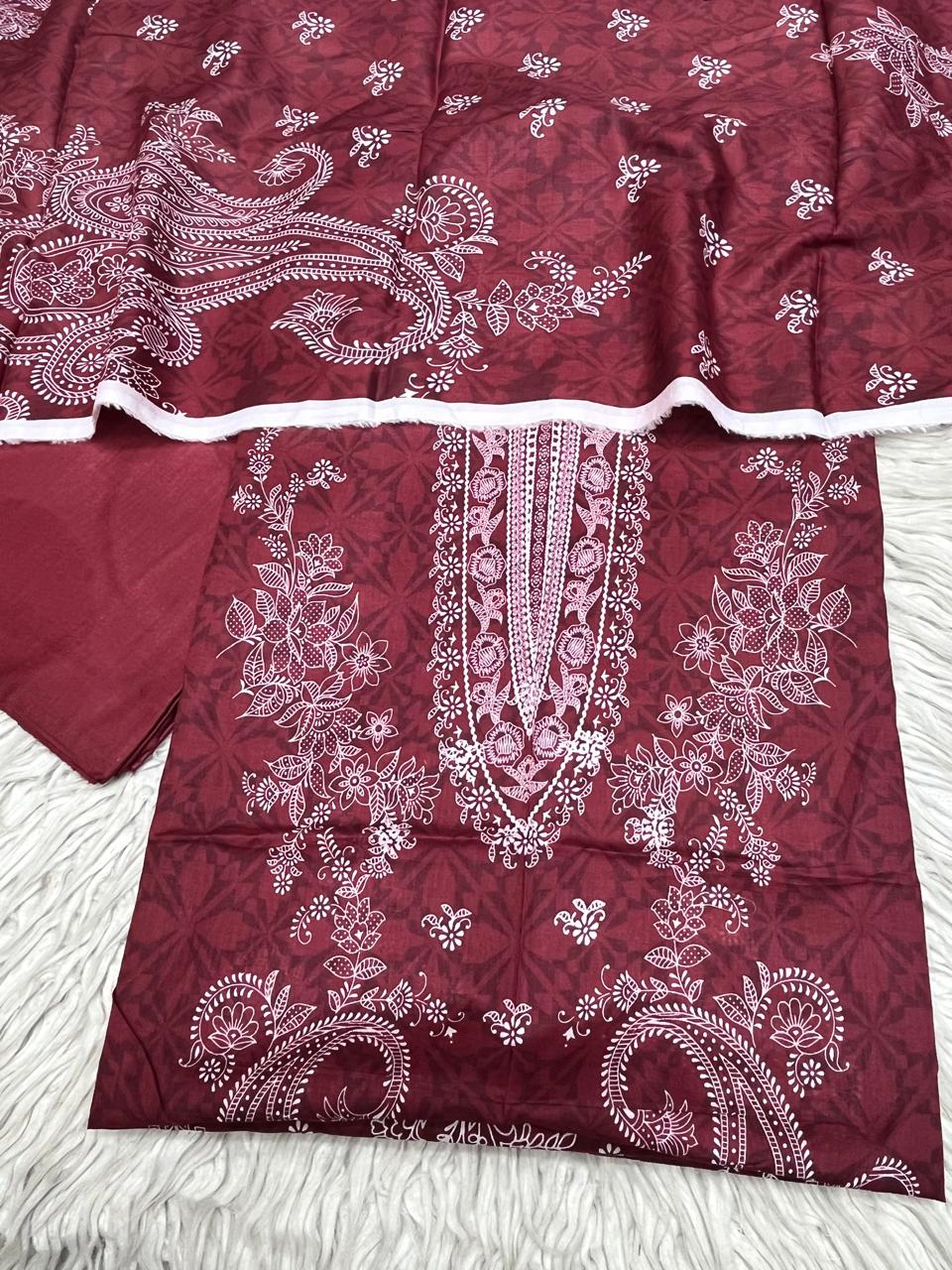 3Pc Supima Lawn Suit Vol-0011