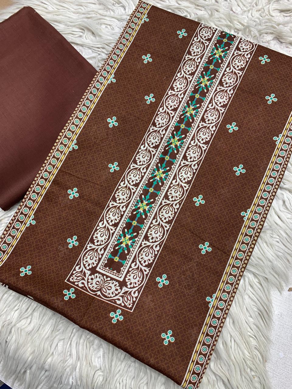 2Pc Sapphire Lawn Shirt & Dyed Trouser Unstitched Suit Vol-0200