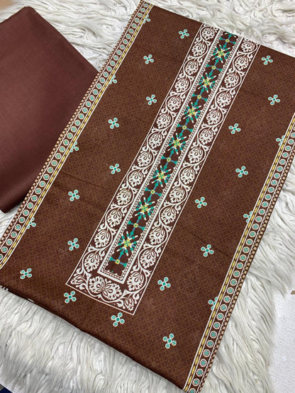 2Pc Sapphire Lawn Shirt & Dyed Trouser Unstitched Suit Vol-0200
