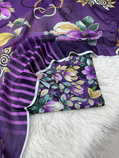3Pc Civic Lawn Unstitched Suit - #41792