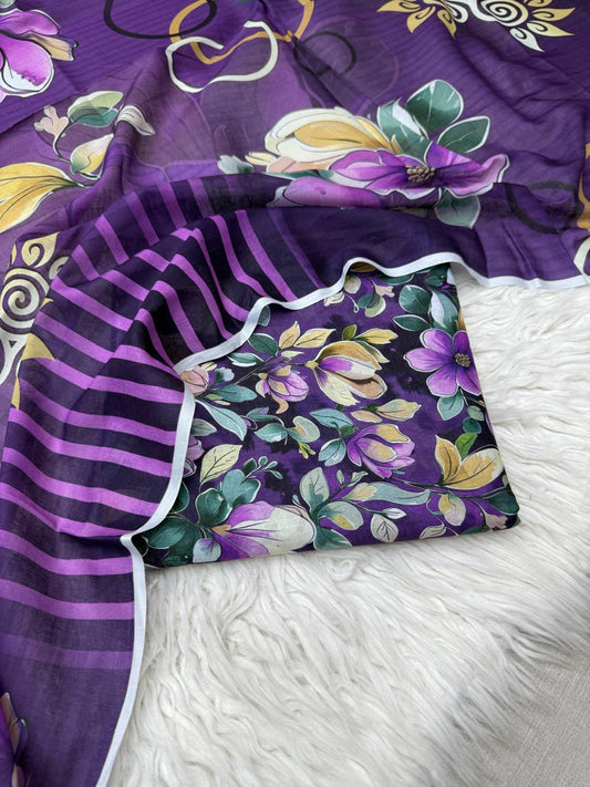 3Pc Civic Lawn Unstitched Suit - #41792