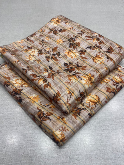2Pc Zari Linen Same Printed Unstitched Suit 296