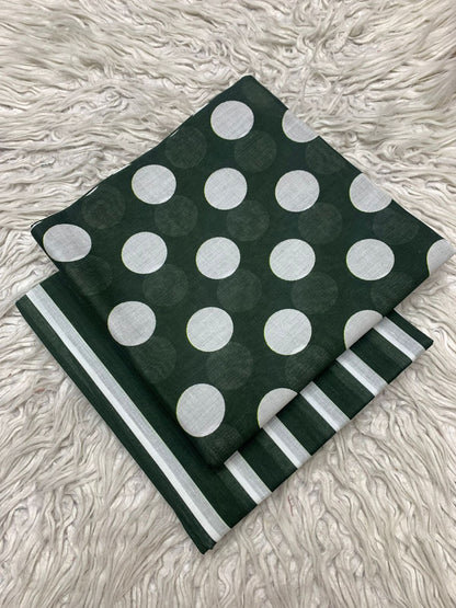 2Pc Bin Saeed Lawn Polka Dots Kameez &  Trouser Printed  Suit Vol-0220