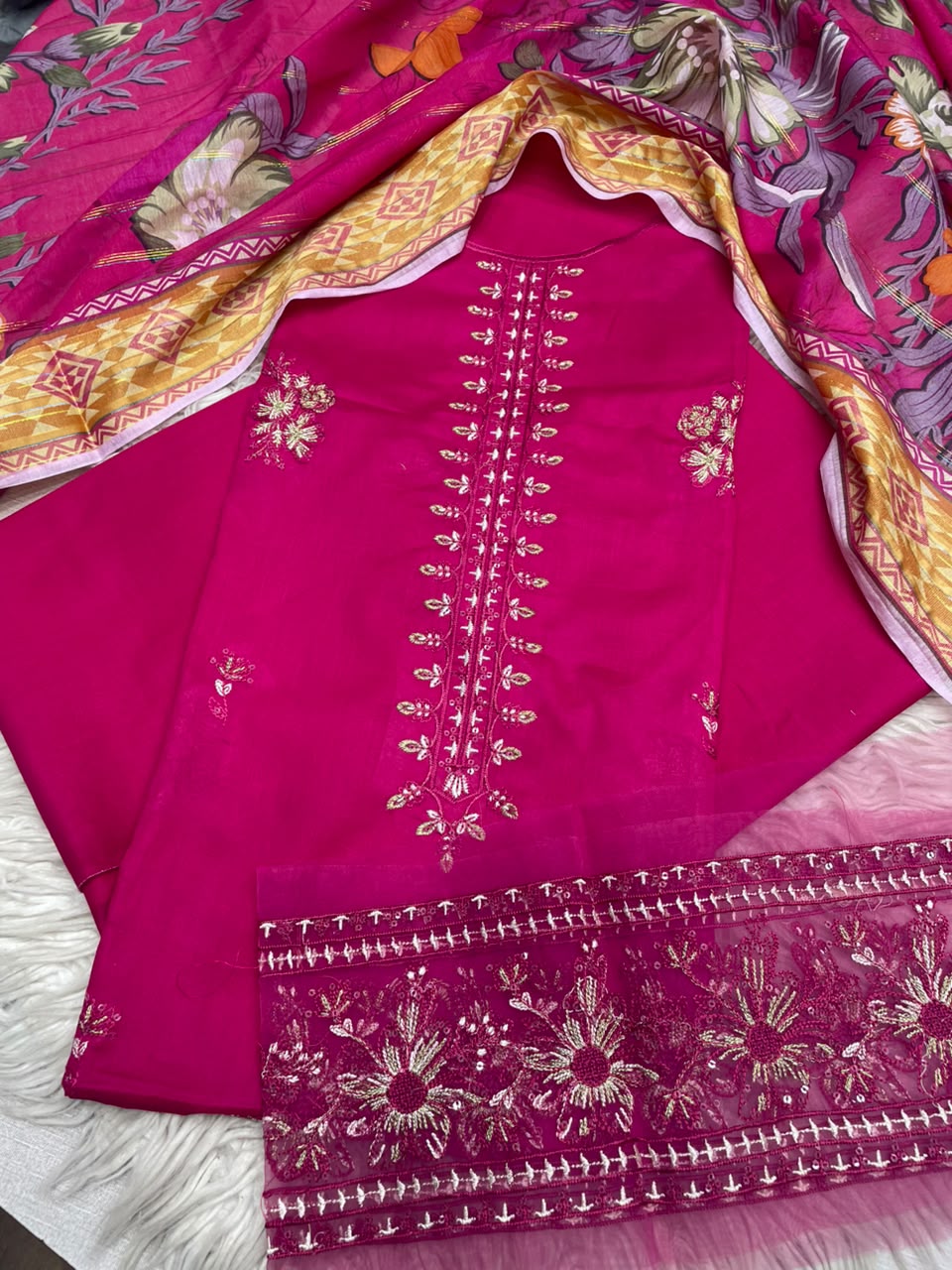 3Piece Embroidered Ricamo Dress