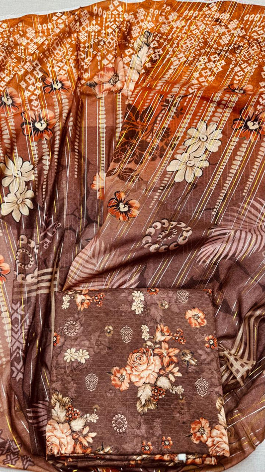 3Pc Lawn English Bana Doria #35621