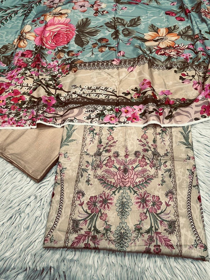 3Pc Supima Lawn Suit Vol-0011