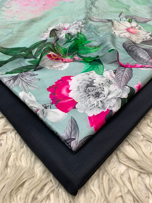 90x88 3Pc Premium Lawn Suit Vol-0020