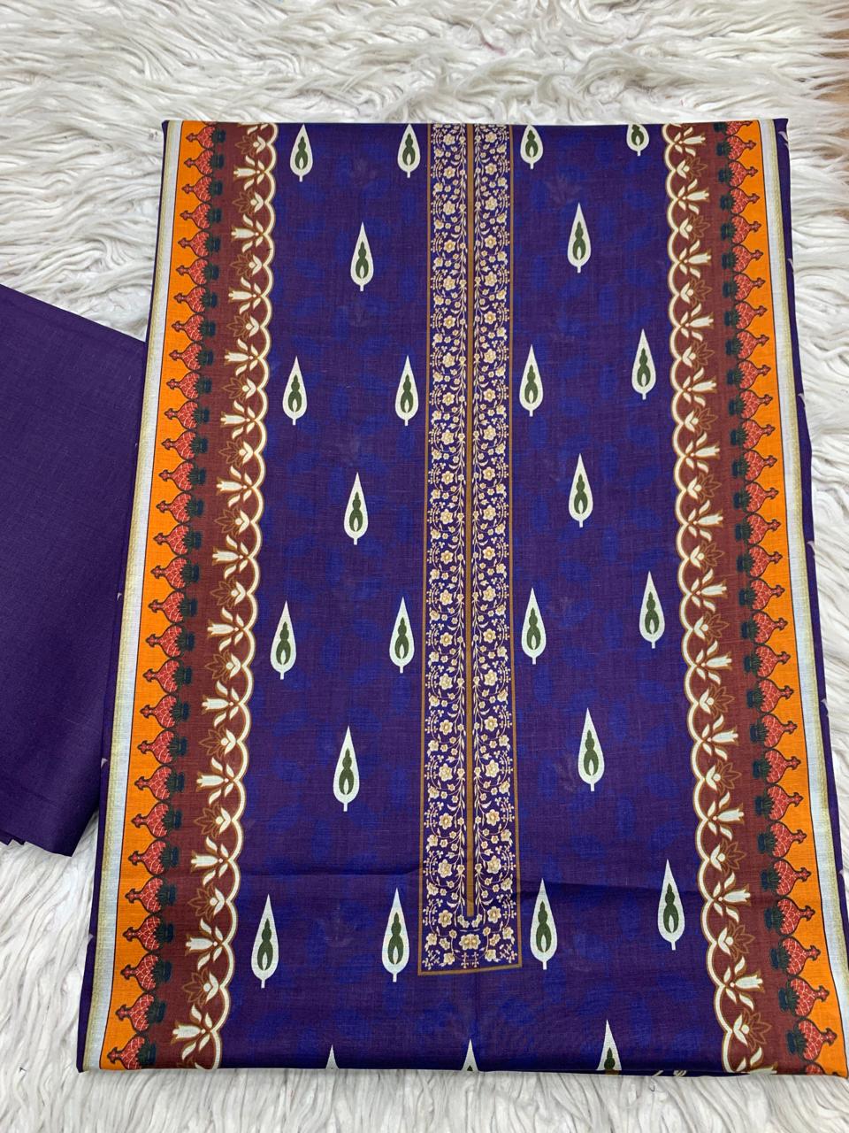 2Pc Sapphire Lawn Shirt & Dyed Trouser Unstitched Suit Vol-0200