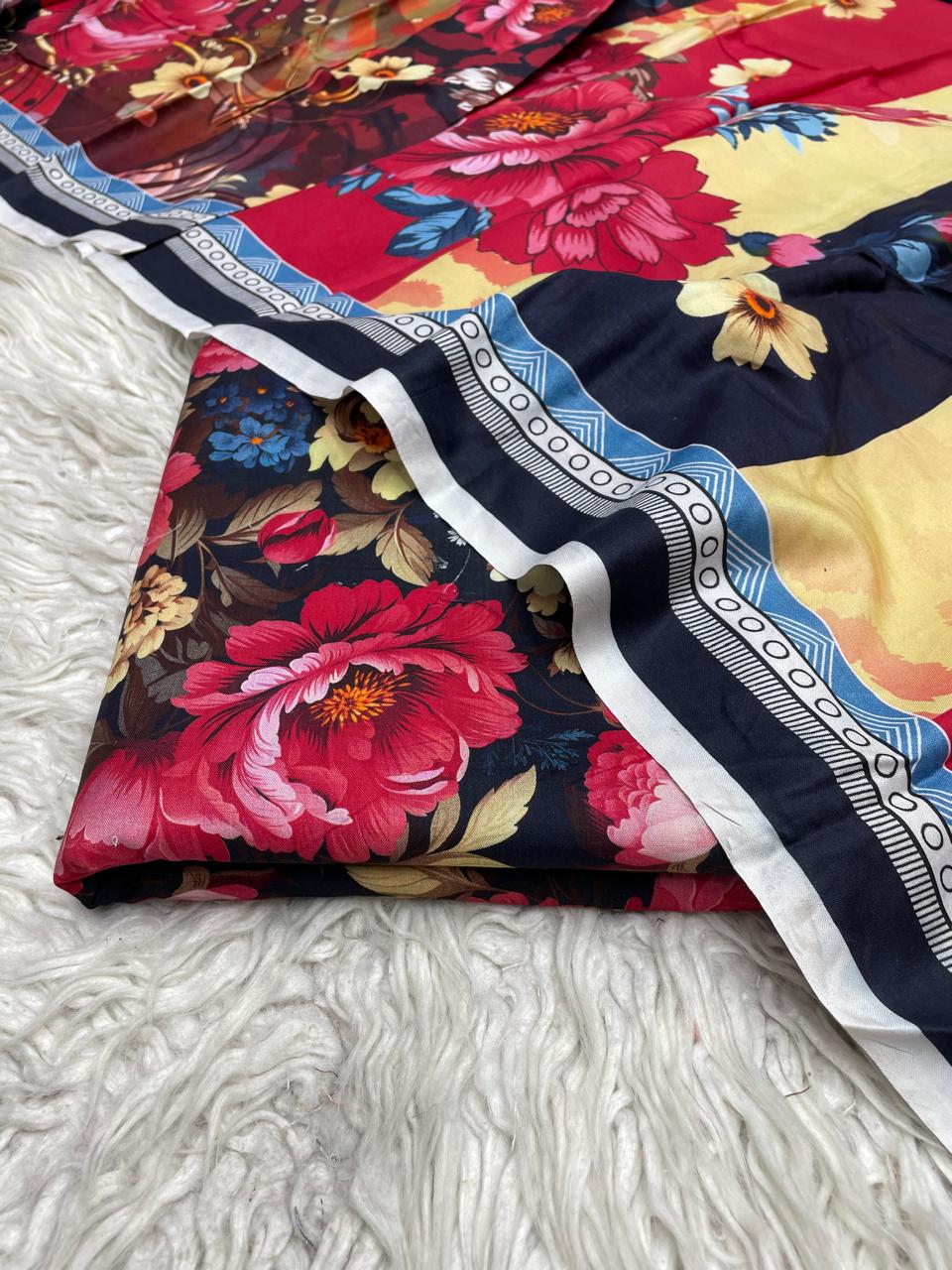 3Pc Linen Allover Unstitched Suit Vol-376