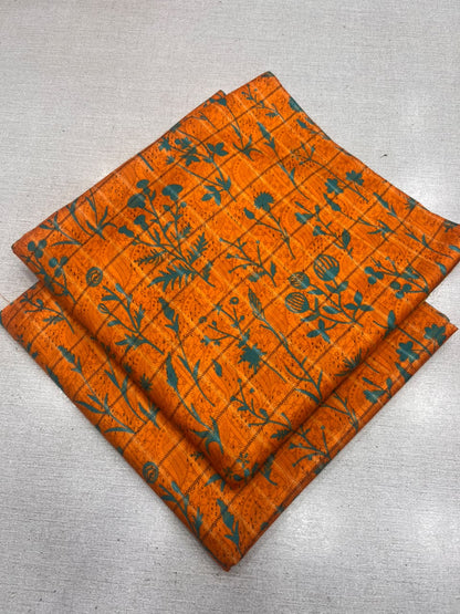 2Pc Zari Linen Same Printed Unstitched Suit 296