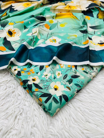 3Pc Linen Allover Unstitched Suit - 0099