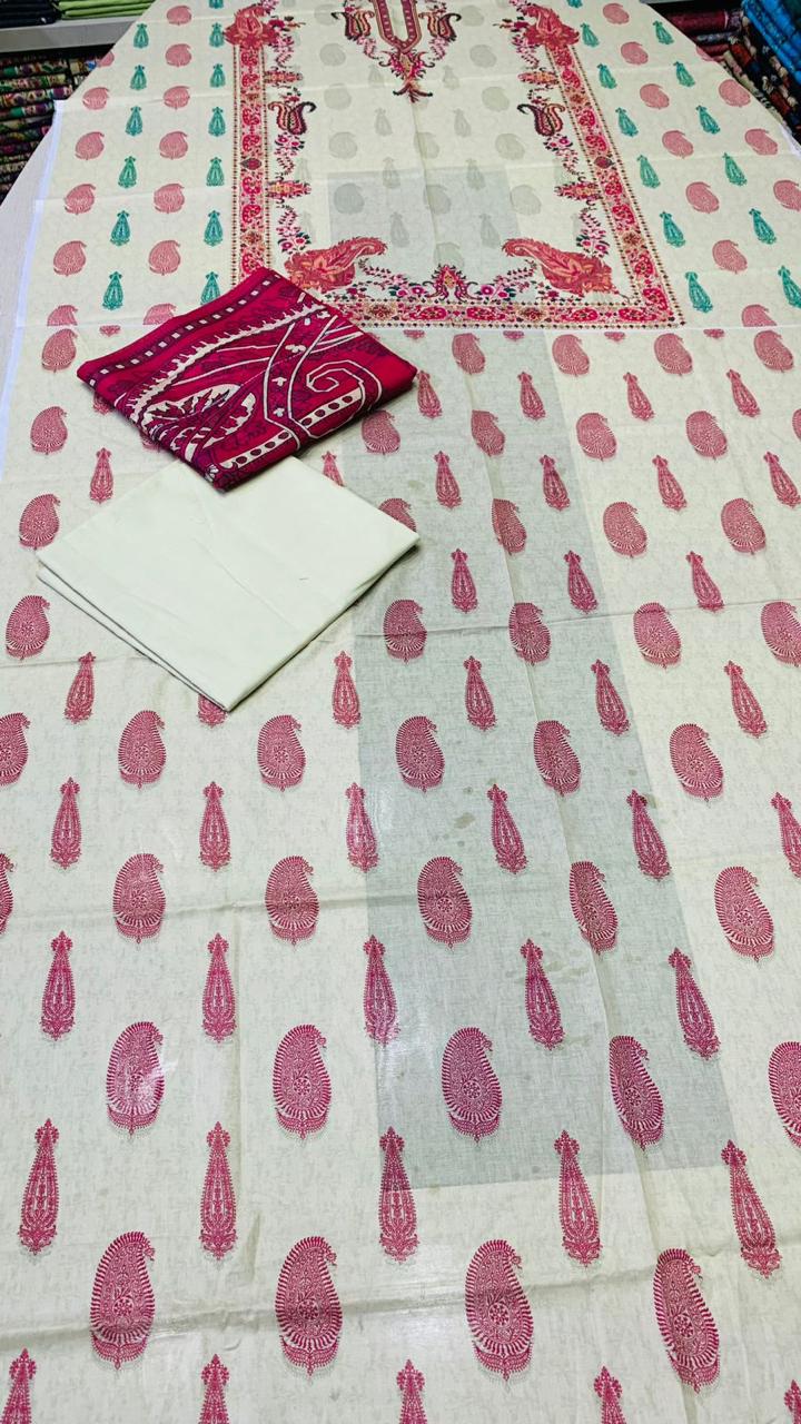 3Pc QalamKar Lawn Unstitched Suit