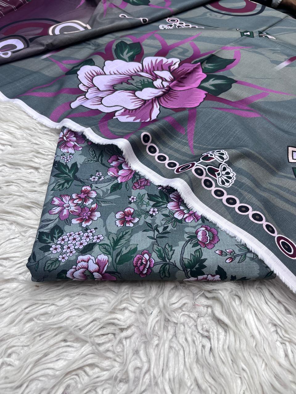 3Pc Slub Khaddar Unstitched Suit Vol-0137