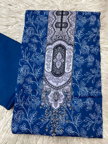 2Pc Bin Noor Fab Lawn Kameez & Dyed Trouser Suit Vol-70