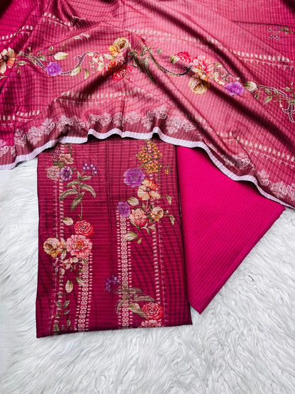 3Pc BanaDora Dhanak Unstitched Suit vol- 0113