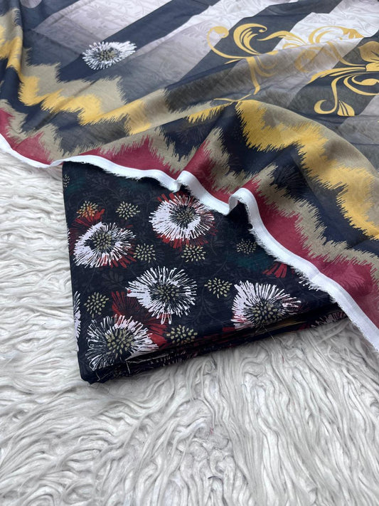 Sapphire 3Pc Bana Dora Lawn Unstitched Suit Vol-0125