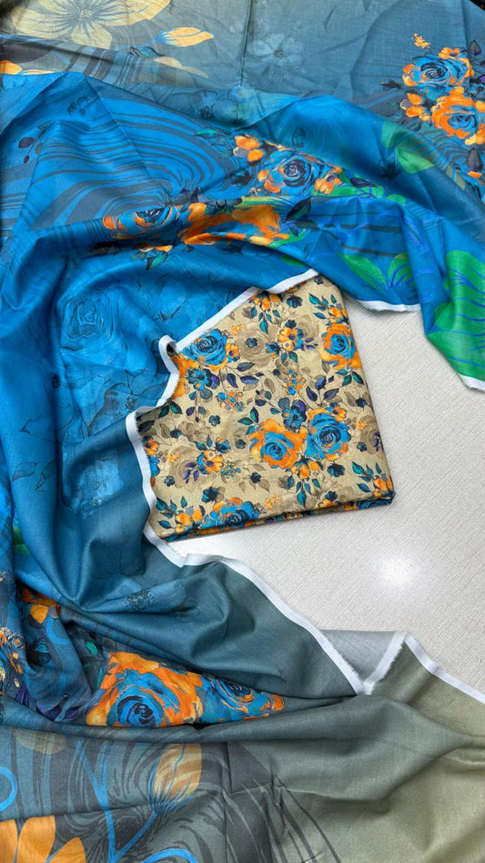 3Pc Lawn Unstitched Suit- #37895