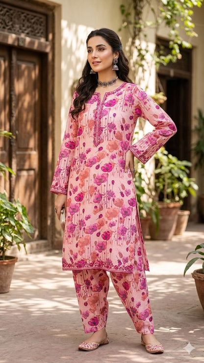 2Pc Lawn Bana Dora Digital Printed Suit Vol-18
