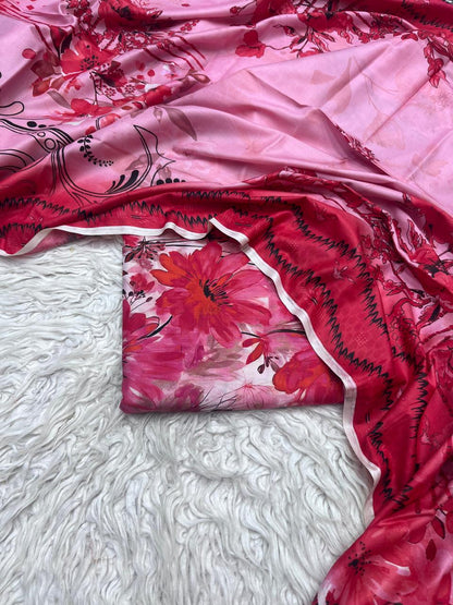 3Pc Linen Allover Unstitched Suit - 409