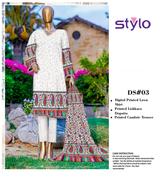 3Pc Stylo Lawn Prints #37007