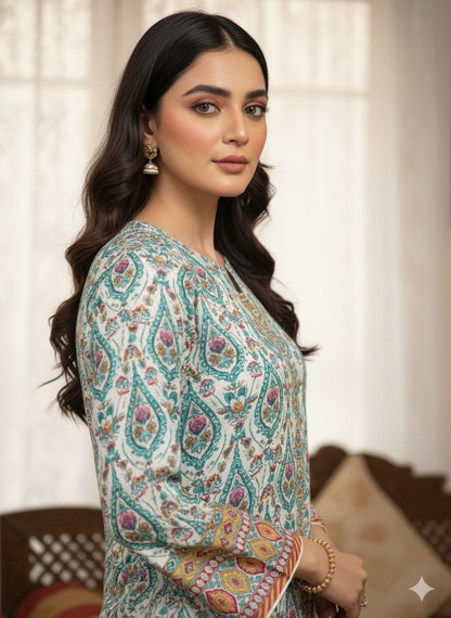 2 PC Cotton Allover Unstitched Suit Vol-1939