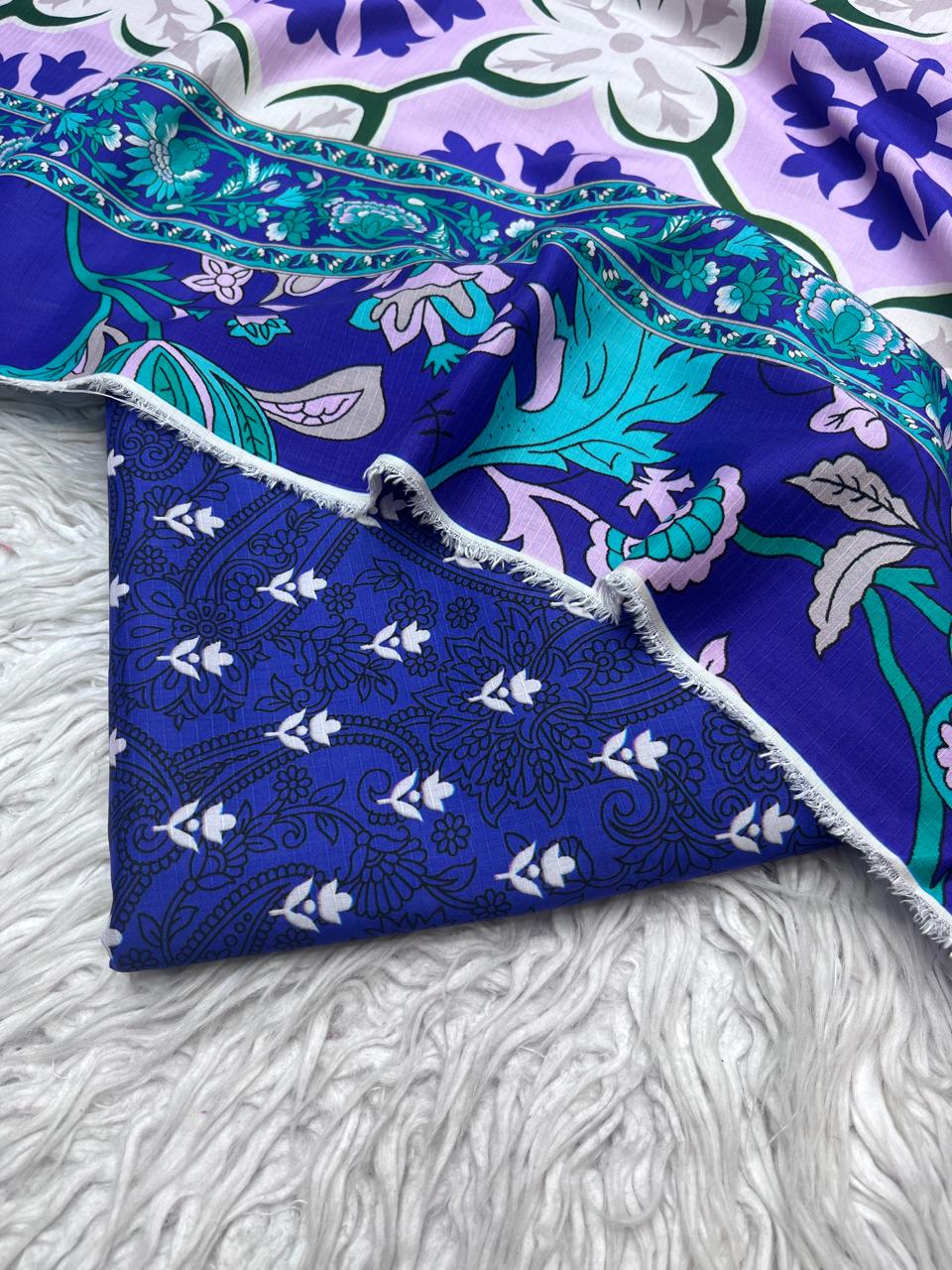 3Pc Bana Dora Linen Allover Suit Vol-3180