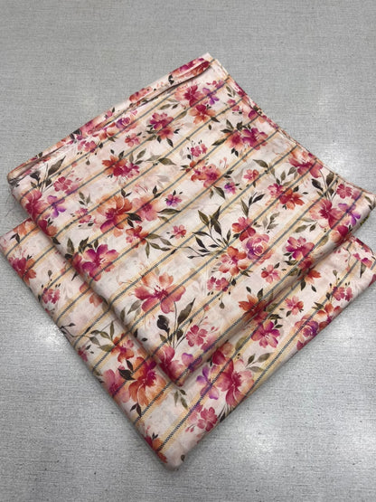 2Pc Zari Linen Same Printed Unstitched Suit 296